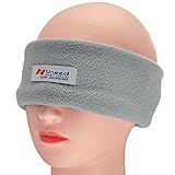 Uneed Polar Fleece Eye Mask Sleeping Headband Headphones with Ultra Thin Stereo Speakers for Workout Sleeping Sports Travel (Gray)