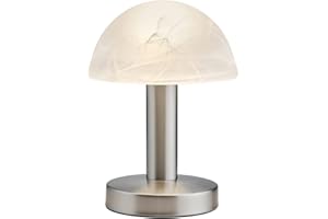 ‎TRIO LEUCHTEN Trio Leuchten LED Tischleuchte Fynn II 599110107, Metall Nickel matt, Glas alabasterfarbig weiß, inkl. 1x E14 4.9 Watt LED, Touch-Me-Funktion (4-fach schaltbar, 3 Helligkeitsstufen), Höhe 21cm