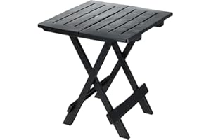 Carousel Home Black Plastic Folding Garden Side Table | Lightweight Weatherproof Outdoor Table | Compact Foldable Table for Camping, Balcony or Patio