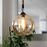 Lampenhalter: E27 AMZH Moderne Loft American Hanf Seil Retro Glas Pendelleuchten Beleuchtung Bar Esszimmer Lampe Wohnbereich Kreativ Glas Bekleidungsgeschäft Deckenleuchten E27 110V 220V 30CM * 30CM