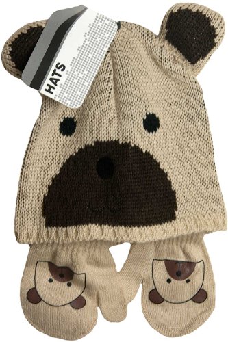 Babies Knitted Teddy - Hat - Mitt Set