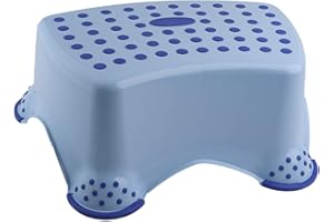 DIVCHI Kids Step Stool for Toilet Training Plastic Anti-Slip Bathroom Foot Stool with Rubber Feet & Dots for Toddlers Potty Training & Kitchen Sink (Blue)