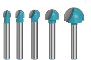 HYXODJY 5 pièces 8 mm Fraise à Bille Bois,Fraise à Fond Rond Bois 6 mm/8 mm/10 mm/12 mm/18 mm Routeur Core Box Bits pour Défonceuse Outil de Coupe Bit de Routeur