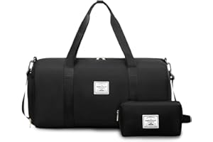 FANDARE Donna Borsone da Viaggio 2 pz/set Borse da palestra con Borsa Cosmetica Uomo Borsoni da palestra Sportiva Tote da viaggio Borsa Sportiva Weekender Piscina Palestra Borsa a Spalla Nero
