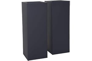 ‎VIVANNO VIVANNO Pflanzkübel Blumenkübel Zink Metall Anthrazit 2er Set Block 80