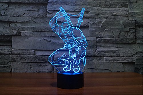 SmartEra® 3D Optical Illusion Mercenary Deadpool Nacht Dekorative Beleuchtung touch-Tasten 7 Farben ändern Decor LED Lampe - 4