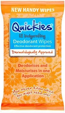 Quickies Deodorant Wipes 12 Per Pack - 2 Pack