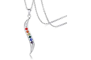 PJ JEWELLERY Rainbow Pride Friendship Bisexual Gay Lesbian Rainbow Crystal Pendant Necklace Rainbow Jewellery
