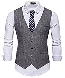 Aus strukturierter Tweed RuiXie Herren Urban Basic Tweed Kariert Weste - Schmale mit Zweireihige Knopfleiste BA0082-gray-XL