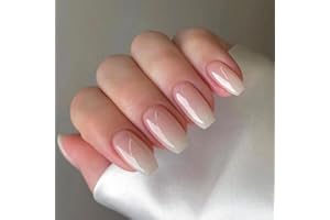 JUSTOTRY 24 Pcs Nude Einfarbig Sarg Nägel Zum Aufkleben Mittel,Pale Grün French Press on Nails,Ballerina Kunstnägel Fake Nails für Nail Art,Schöne Fingernägel zum Aufkleben für Frauen