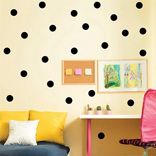 Yanqiao 4CM*52pcs Gorgeous Same Size Dot Decals Vinyl Lettering Home Decor Wall Art Decration,Black