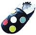 Carozoo Five Dots Black Soft Sole Leather Baby Toddler Kids Shoes 2-3Y