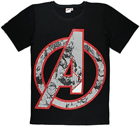 Men's Teenager's Marvel Avengers Logo T-Shirt Top (XL, Black)