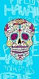Sun and Surf 222B - Toalla de playa con diseño de calavera con flores, 95 x 175 cm, color azul