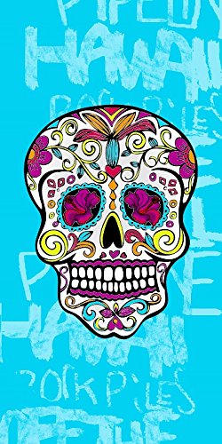 Sun and Surf 222B - Toalla de Playa con diseño de Calavera con Flores, 95 x 175 cm, Color Azul