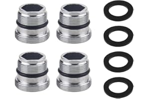 UYUYong 4 Piece Faucet Adapter M18, 5 to M22 Male Thread Adapter Brass with Rubber Seal for Water Filter Faucet -Silver
