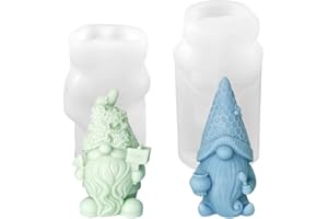 Sprinlot Stampo per Candele Gnomo, 2Pcs Silicone Stampo Gnomo Nano, 3D Stampi per Candele Natalizie, Stampi per Fabbricazione Candele, Regalo Natale Compleanno Amici di Famiglia