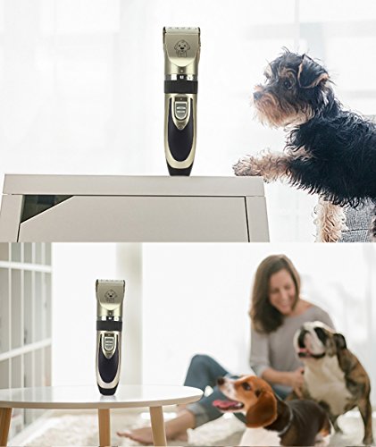 Pet-Grooming-Clippers-YaFex-Rechargeable-Cordless-Pet-Hair-Shaver-Grooming-Trimmer-Kit-set-with-Low-Noise-Low-Vibration-Cordless-Pet-Fur-Grooming-Set-with-4-Comb-Guides-and-Cleaning-Brush-for-Cats-and