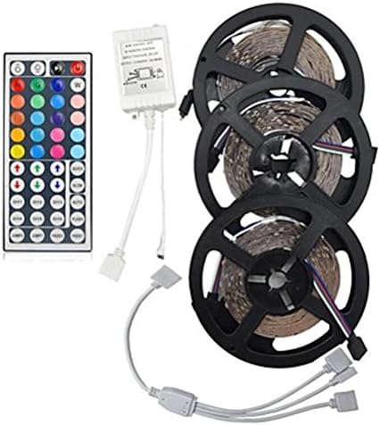 15M(3*5M) 3528 RGB LED Flexible Strip Light No-waterproof DC12V 900LEDs with 44Key Remote Controller Kit