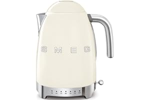 SMEG Jug Kettle, LED Display, 7 Temperature Settings, Acoustic Alarm, 3KW, 1.7L, Cream