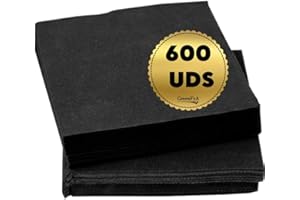 GreenFyA Servilletas de Cocktail Elegantes 10x10cm - Paquete de 600 -Ideal para Eventos y Celebraciones - Absorbentes y Desechables - ¡Imprescindibles para tus Cocteles!" (NEGRO)