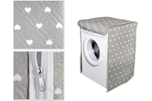 GICOS SRL GICOS IMPORT EXPORT SRL Telo Copertura Lavatrice Protezione Tessuto Chiusura Zip Cuori Tortora 60x60x80, Grigio, Universale