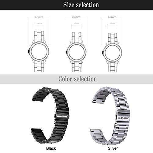 N.ORANIE 22mm Breite Uhrenarmband Edelstahl verstellbare Riemen mit Arc Metallschnalle für Moto 360 2nd Gen (Männer 46mm) Samsung Gear S3 Classic / Frontier, Kiesel Zeit / Zeit Stahl, LG G Watch / LG G Watch R / LG Watch Urbane, ASUS ZenWatch (3 Zeiger Style-Silber) - 7