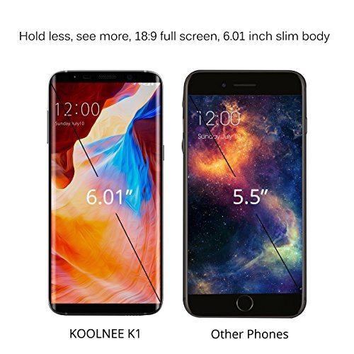 KOOLNEE K1 4G Smartphones Ohne Vertrag mit 6.01 Zoll, 2160 x 1080 Pixel 18 zu 9 Full Screen Display, Android 7.0, MTK6750T 1.5 GHz Octa-Core Prozessor, 4D Curved Screen, 4GB RAM + 64GB ROM, 2MP + 16MP Dual Rear Kamera, 3190 mAh Akku, Dual SIM, Fingerabdrucksensor - Blau