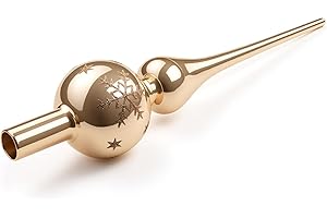 DIFERTES Weihnachtsbaumspitze aus Glas, Christbaumspitze Champagner, 26cm Baumspitze Weihnachten, Tannenbaum Spitze, Weihnachtsbaum Krone - Leicht und Dennoch Robust, Glänzend und Elegant (Champagner)