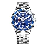 XINLEE Herrenuhr Multifunktionswerk Sechs Nadel Maschine Stahl Wasserdichte Uhr, White