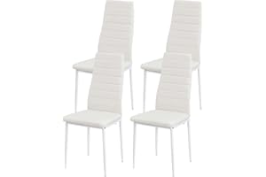 buybyroom set 4 sedie sala da pranzo Bianco, sedie cucina moderne con gambe in metallo sedie imbottite, Semplici da montare adatto per sala da pranzo, soggiorno, cucina