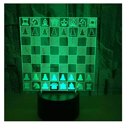 3D Optical Illusion LED Lamps Night Light,Amazing 7 Colors Quick Touch Switch Lamp with Smooth Acrylic Flat,USB Powered Deco Lamp,Birthday Christmas Holiday Gift For Kids and Friends,Chess_a