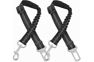 2 stycken hundsäkerhetsbälten för hund bilsäkerhetsbä justerbart säkerhetsbä för bil, säkerhetssele med elastisk stötdä