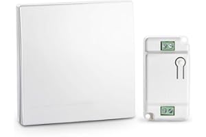 esLife Funkschalter Set mit Empfänger, Wasserdicht, 100M reichweit (1 x Funkschalter, 1 x Empfänger), Weiß