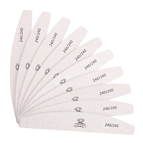 MAKARTT 10pcs/ pack Professional Zebra Nail Files Washable Double Sided Emery Board 100/180, 100/100, 150/150, 240/240 Grit Nail Buffering Files