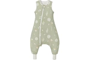 Nivolltha Super Soft Baby Sleeping Bag with Feet, 100% Cotton Warm Toddler Sleeping Bag with Legs, 2.5 TOG, Foliage, Size L