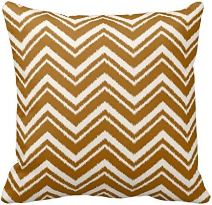 Ikat Chevron Striped Pattern Caramel Pillow Case 18" * 18"