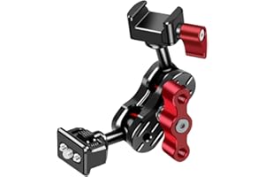 NovelGoal Dual Head Magic Arm mit 20 mm Kugelkopf NATO Klemme Cold Shoe Mount 1/4 Schraube Universal Bracket Magic Hand für DSLR Kamera Cage Bracket (NATO Migic Arm)