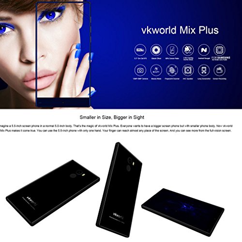Telefonia Mobile Smartphone in offerte, Vkworld Mix Plus 4G Dual SIM Acht-Core 5.5'' Pollici 1280 x 720 HD Touchscreen Android7.0 Smartphone con Sensore Fingerprint, 3GB RAM + 32GB ROM,5MP /13MP,2850mAh