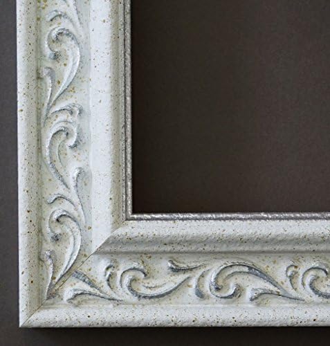Picture Frame Verona White Silver 4.4 cm, Empty Frame Without Glass with Hanger, Weiß, 40 x 60 cm