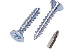 SKIR'CO Confezione da 700 viti in acciaio zincato, 3,5 x 25 mm, testa svasata Pozidriv, viti per truciolare, filettatura completa (700, 3,5 x 25 mm)