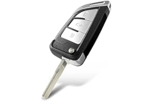 KUYUANSU NEU 3-Knopf-Klapp-Fernschlüssel-Ersatzgehäuse FOB Shell Autoschlüssel Gehäuse Funkschlüssel für VW Transporter T5 Polo G Uncut Blade (3-Tasten-Upgrade)