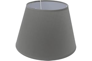 B & S Lampenschirm Stofflampenschirm rund für E14/E27 Fassung H 16 x Ø 20 cm (grau)
