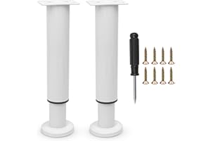 Terdey Furniture Adjustable Legs, Metal Bed Support Leg Central Slat Frame Couch Replacement Support Leg Part Heavy Duty Furniture Foot with Screwdriver for Cabinet/Dresser/Table/Sofa (White 18-32cm)