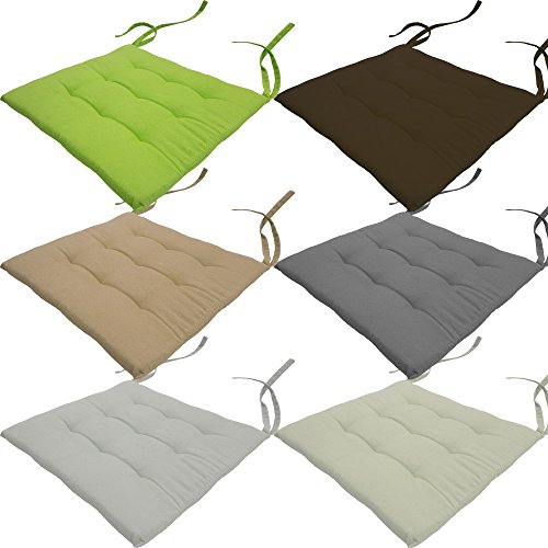 4x proheim Stuhlkissen Uni 40 x 40 cm 9er Steppung in Grün gepolstertes Sitzkissen bequeme & komfortable Sitzauflage in Sparsets – Farbwahl - 6