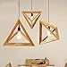 Produktbild Muidege deckenpendelleuchten nordic holz led pendelleuchte, kreative dreieck eiche pendelleuchte für restaurant café vintage hängelampe deco, seitenlänge 32 cm