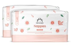 Marchio Amazon - Mama Bear pannolini premium, Taglia 1 (2-5 kg), Bianco, 96 Unità, 2 Confezione da 48