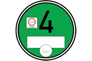 ‎SAMMYS SHIRT STORE Sammys Shirt Store Umweltplakette Abgasplakette Grüne Klasse 4 innenklebend Vinyl-Aufkleber Sticker für Auto wetterfest