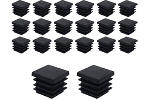 AOKTORKIT 20 Pcs Square Plastic Plugs, Black Tube Inner End Caps, 38mm x 38mm Cover for Furniture Chair Desk Leg Tables Foot, Pipe