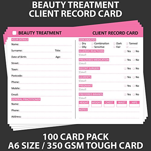 Posh Panda Beauty Client Record Card Treatment Consultation Cards A6 - 100 Pack